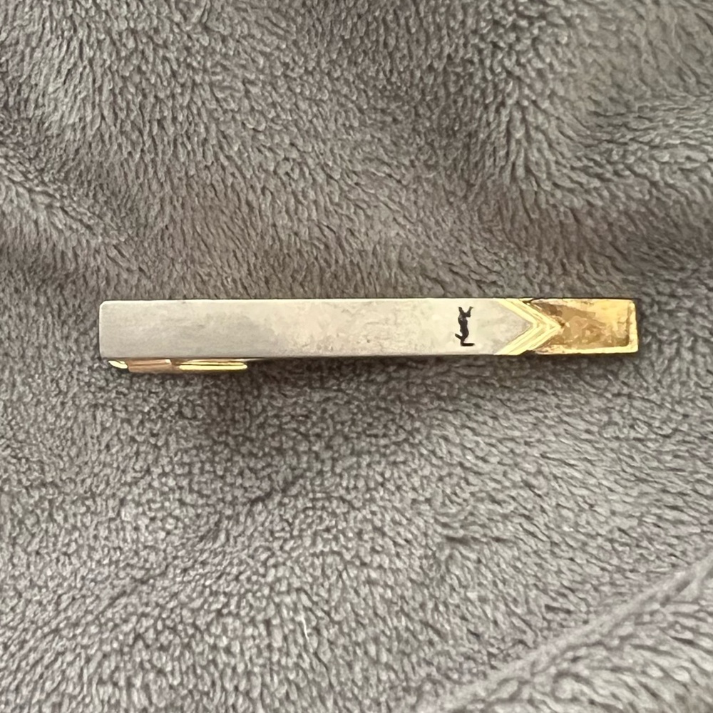 Vintage Yves Saint Laurent Two Tone Tie Clip